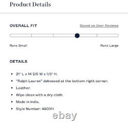 Brennan Small Leather Desk Blotter Navy Ralph Lauren Home-New In Box