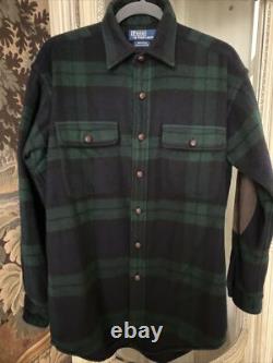 Bruce Boyer Collection Ralph Lauren plaid 100% cashmere shirt S suede Elbows