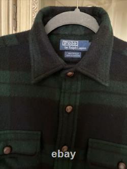 Bruce Boyer Collection Ralph Lauren plaid 100% cashmere shirt S suede Elbows