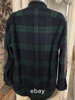 Bruce Boyer Collection Ralph Lauren plaid 100% cashmere shirt S suede Elbows