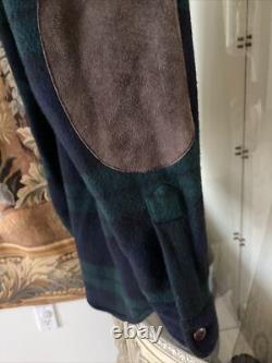 Bruce Boyer Collection Ralph Lauren plaid 100% cashmere shirt S suede Elbows