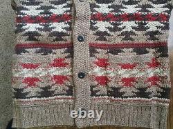DOUBLE RL RRL Geometric Hand Knit Shawl Cardigan XL native Beacon Indian aztec