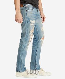 Denim Supply Ralph Lauren Hand Distressed Ripped Shredded Tattered Slim Jeans