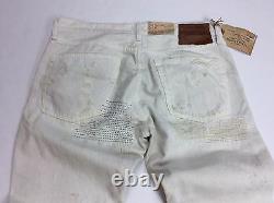 Denim Supply Ralph Lauren Hand Distressed Shredded Repaired Stitched Slim Jeans