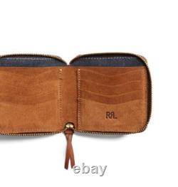 Double Ralph Lauren RRL Mens Roughout Leather Zip Brown Suede USA Ranch Wallet