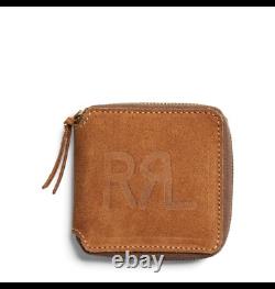 Double Ralph Lauren RRL Mens Roughout Leather Zip Brown Suede USA Ranch Wallet