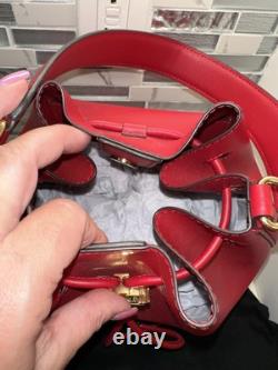 LAUREN RALPH LAUREN Andie Medium Leather Red Drawstring Bag AUTHENTIC BRAND NEW