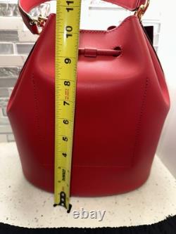LAUREN RALPH LAUREN Andie Medium Leather Red Drawstring Bag AUTHENTIC BRAND NEW