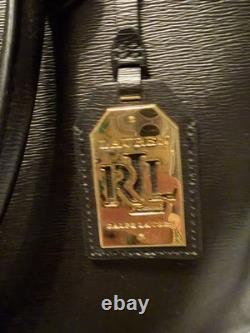 LAUREN RALPH LAUREN Black Leather Convertible Satchel Purse Bag-NICE