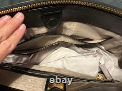 LAUREN RALPH LAUREN Black Leather Convertible Satchel Purse Bag-NICE
