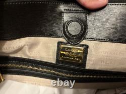 LAUREN RALPH LAUREN Black Leather Convertible Satchel Purse Bag-NICE