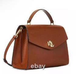 LAUREN RALPH LAUREN Farrah Leather Top-Handle Satchel Lauren Tan $425 New