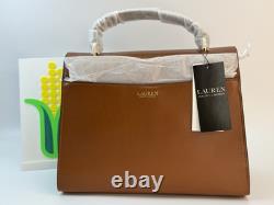 LAUREN RALPH LAUREN Farrah Leather Top-Handle Satchel Lauren Tan $425 New