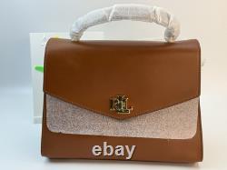 LAUREN RALPH LAUREN Farrah Leather Top-Handle Satchel Lauren Tan $425 New