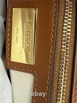 LAUREN RALPH LAUREN Farrah Leather Top-Handle Satchel Lauren Tan $425 New