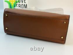 LAUREN RALPH LAUREN Farrah Leather Top-Handle Satchel Lauren Tan $425 New