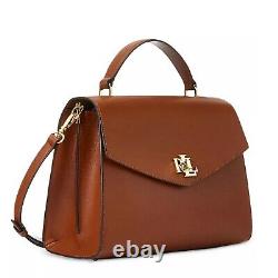 LAUREN RALPH LAUREN Farrah Small Leather Top-Handle Satchel Lauren Tan $425 New