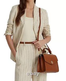 LAUREN RALPH LAUREN Farrah Small Leather Top-Handle Satchel Lauren Tan $425 New