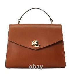 LAUREN RALPH LAUREN Farrah Small Leather Top-Handle Satchel Lauren Tan $425 New