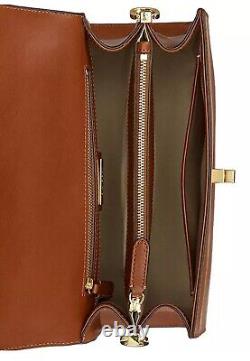 LAUREN RALPH LAUREN Farrah Small Leather Top-Handle Satchel Lauren Tan $425 New