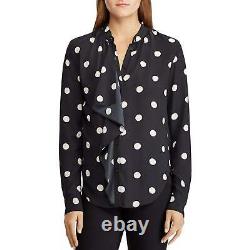 LAUREN RALPH LAUREN Womens Karilyna Long Sleeves Polka Dot Blouse