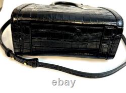 LAUREN Ralph Lauren Crocodile Embossed Leather Medium Tote Bag Black NEW