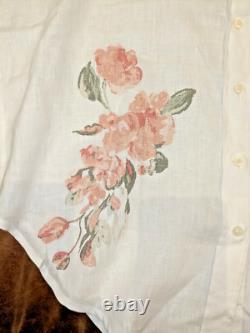 Lauren Ralph Lauren 100% Linen Elbow Length Short Sleeve Shirt with Floral Designs