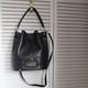 Lauren Ralph Lauren Black Leather Draw String Bag Nwt