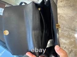 Lauren Ralph Lauren Black Pebbled Leather Crossbody Bag Gold Chain