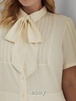 Lauren Ralph Lauren Crepe Tie Neck Midi Dress Winter Cream Size 18 NWT $165