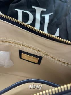 Lauren Ralph Lauren Crossbody Bag Purse Striped Leather Danni Blue Nautical NEW