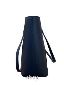 Lauren Ralph Lauren Crosshatch Leather Medium Sophisticated Karly Tote Navy $225