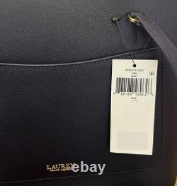 Lauren Ralph Lauren Crosshatch Leather Medium Sophisticated Karly Tote Navy $225