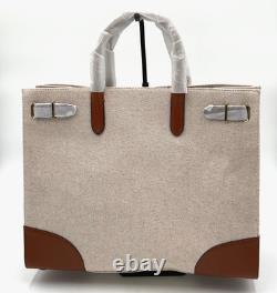 Lauren Ralph Lauren Devyn Canvas Large Vanilla/Tan Tote Bag NWT
