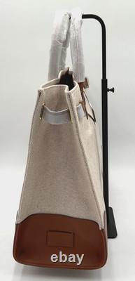 Lauren Ralph Lauren Devyn Canvas Large Vanilla/Tan Tote Bag NWT