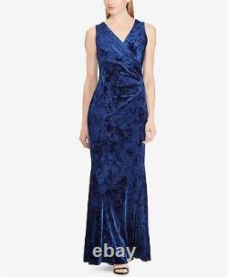 Lauren Ralph Lauren Dress Blue Velvet Open Back Gown Long Sz 18 NEW NWT N170