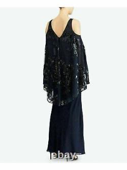 Lauren Ralph Lauren Embellished Overlay Cold-Shoulder Gown Size 4 (Orig $295.00)