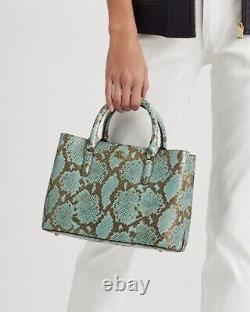 Lauren Ralph Lauren Faux-snakeskin Medium Leather Marcy Satchel Bag, Turquoise