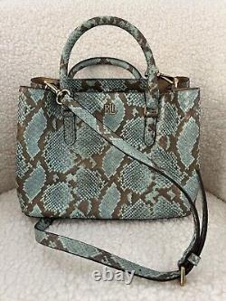 Lauren Ralph Lauren Faux-snakeskin Medium Leather Marcy Satchel Bag, Turquoise