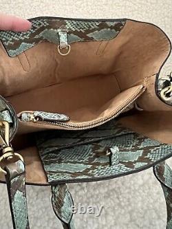 Lauren Ralph Lauren Faux-snakeskin Medium Leather Marcy Satchel Bag, Turquoise