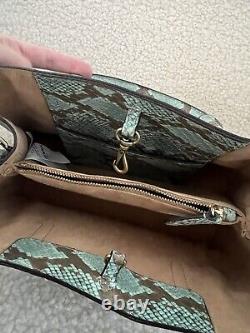 Lauren Ralph Lauren Faux-snakeskin Medium Leather Marcy Satchel Bag, Turquoise