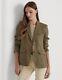 Lauren Ralph Lauren Herringbone Linen Blazer In Olive Fern Size 12 Nwt $345