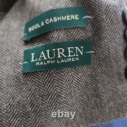 Lauren Ralph Lauren Lacrosse Wool Cashmere Brown Herringbone Sport Coat Mens 44R