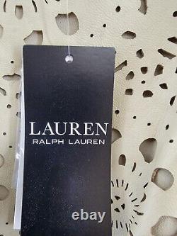 Lauren Ralph Lauren Lamb Leather Peplum Top Women's 0 Pale Parchment Back Zip