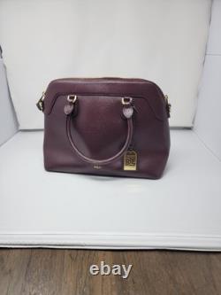 Lauren Ralph Lauren Leather Double Zip Satchel Bag Burgundy