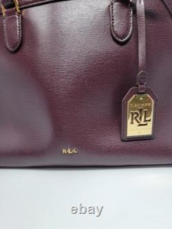 Lauren Ralph Lauren Leather Double Zip Satchel Bag Burgundy