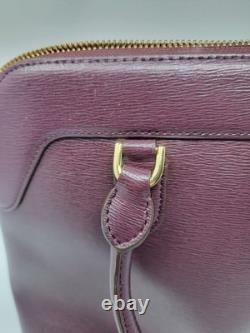 Lauren Ralph Lauren Leather Double Zip Satchel Bag Burgundy