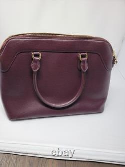 Lauren Ralph Lauren Leather Double Zip Satchel Bag Burgundy