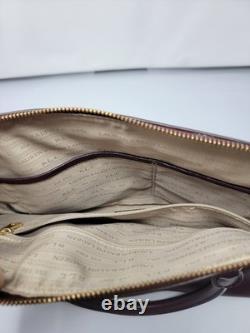 Lauren Ralph Lauren Leather Double Zip Satchel Bag Burgundy