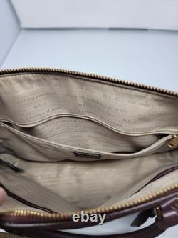 Lauren Ralph Lauren Leather Double Zip Satchel Bag Burgundy